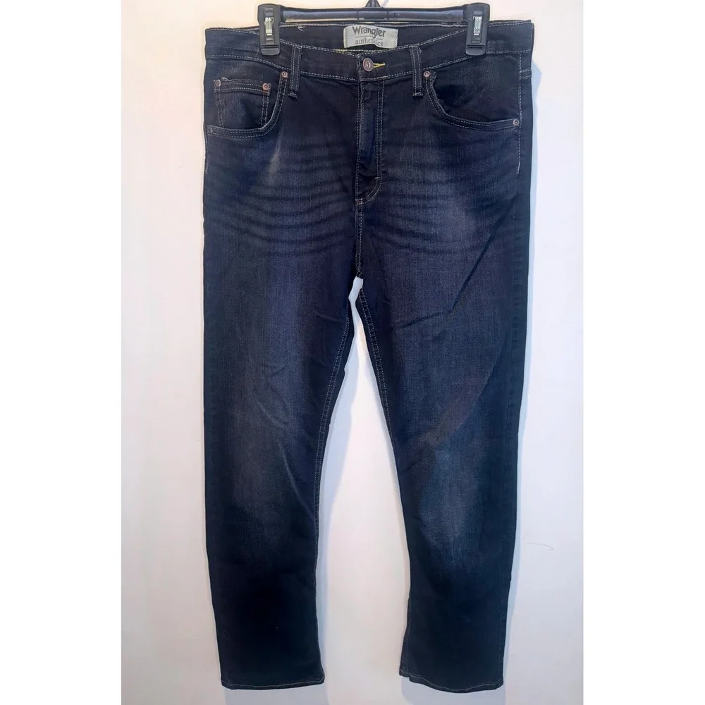 Wrangler Authentics Mens Dark Wash Straight Leg Jeans 34x32 NEW